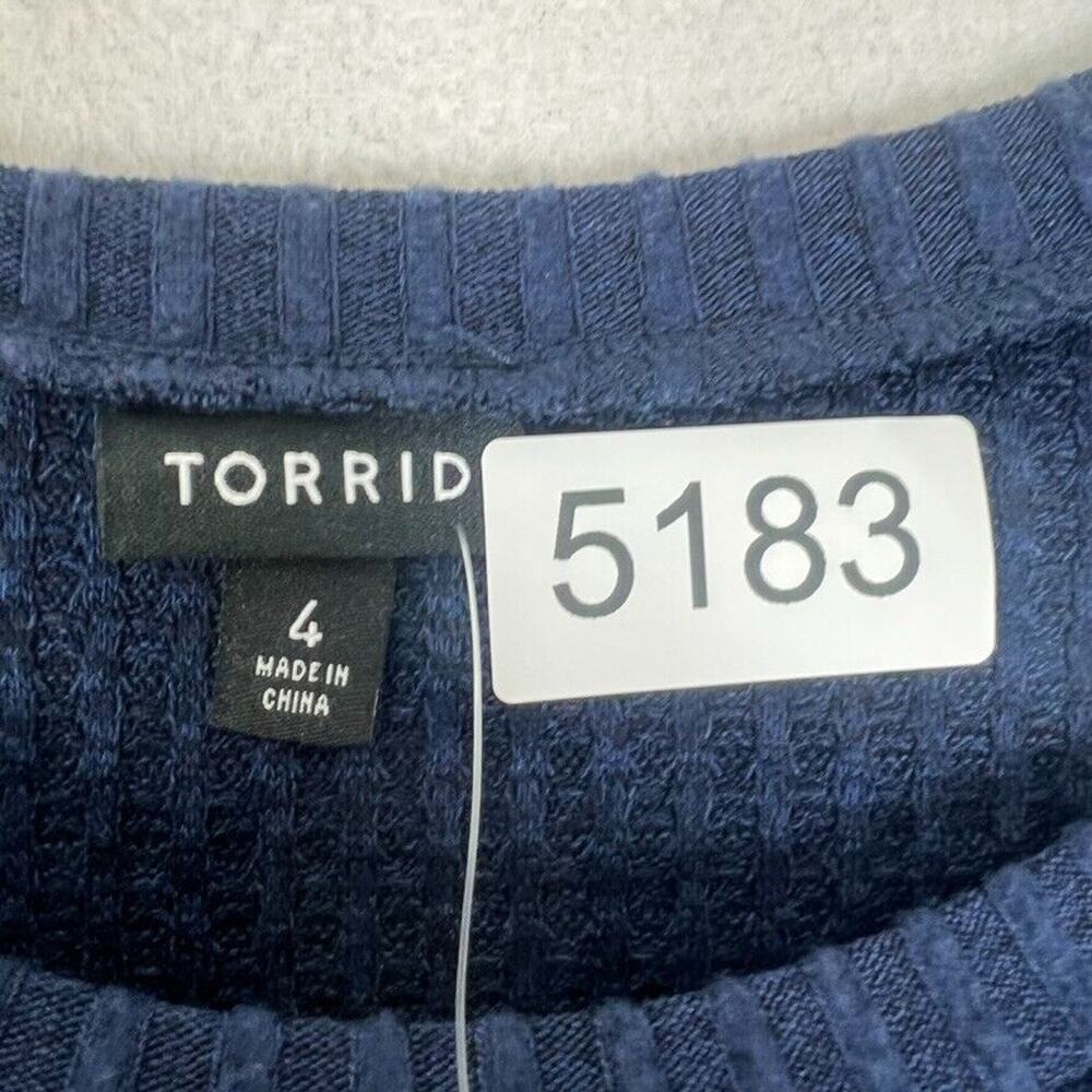 Torrid Sweatshirt Womens 4X Navy Blue Brshd Waffle Kit Pullover Lagen - Picture 6 of 8